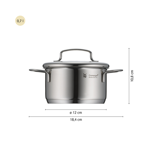 Mini gryte lav 12 cm /0,7 L med lokk, rustfritt stål Cromargan® 