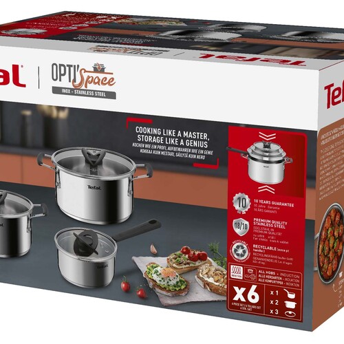 Tefal Opti'space 6 pcs set Grey