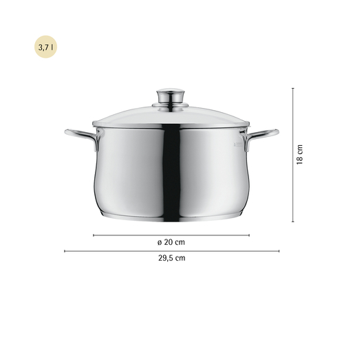 Diadem Plus gryte 20 cm /3,7 L med lokk, rustfritt stål Cromargan® 