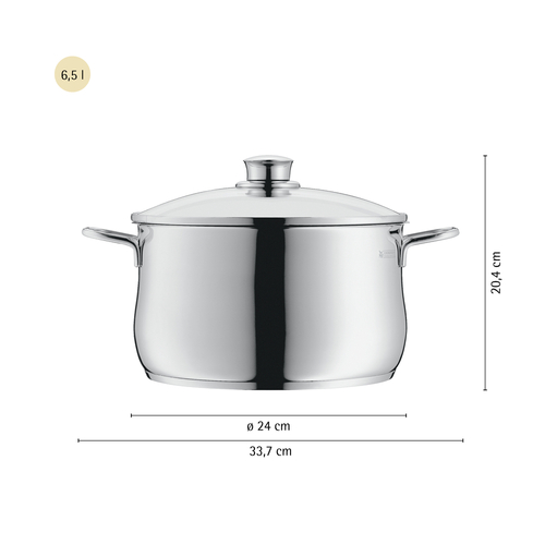Diadem Plus gryte 24 cm /6,5 L med lokk, rustfritt stål Cromargan® 