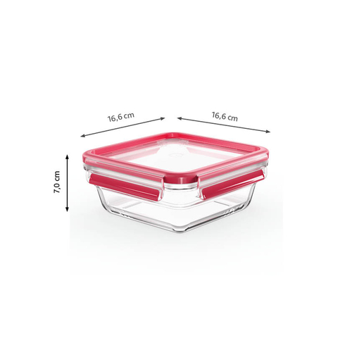 MasterSeal Glass 3-delers sett 0,45 l rektangulær + 0,8 l kvadratisk + 2 l rektangulær Matboks 