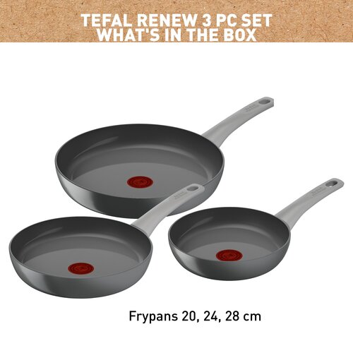 Renew ON 3 pcs set : Frypans 20, 24 and 28 cm Grey