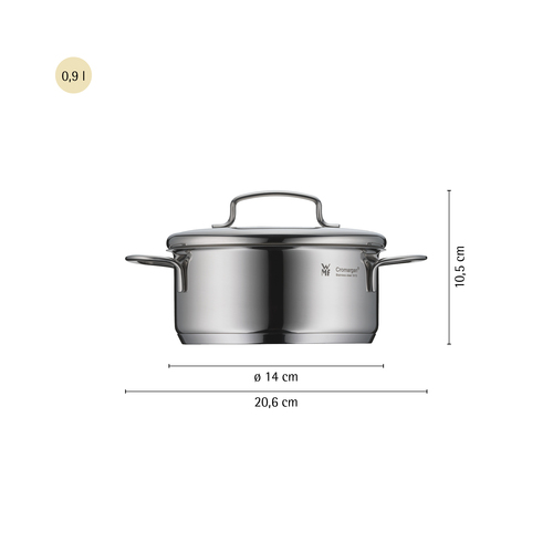 Mini gryte lav 14 cm 0,9 L med lokk, rustfritt stål Cromargan® 