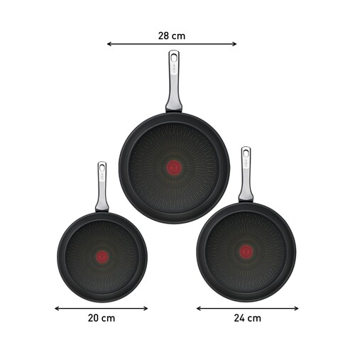 Unlimited ON Stekepannesett 20 cm / 24 cm / 28 cm