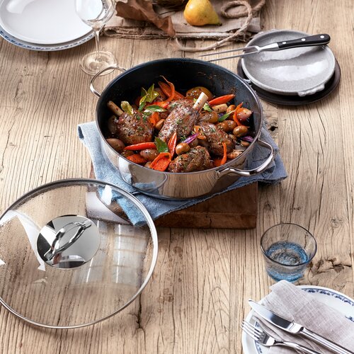 Traktørpanne 28 cm med glasslokk, non-stick-belegg Stålbunn 