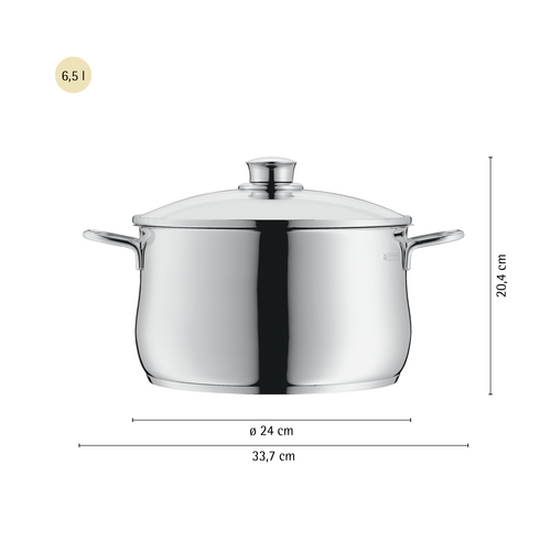 Diadem Plus gryte 24 cm /6,5 L med lokk, rustfritt stål Cromargan® 