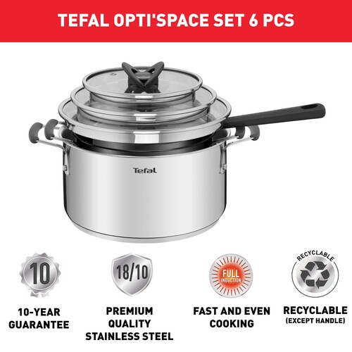 Tefal Opti'space 6 pcs set Grey