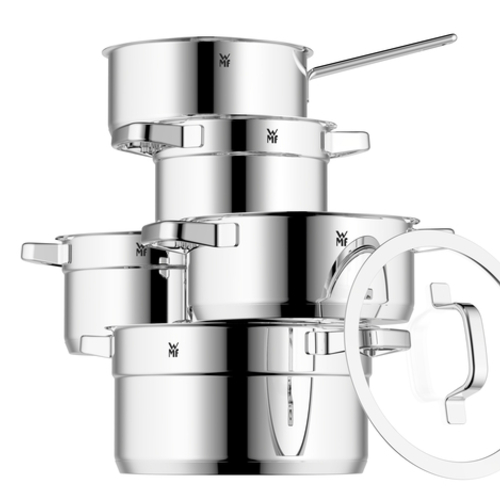 Compact Cuisine grytesett 5 stk m. Lokk (24/20/20/16/16cm) Stål 