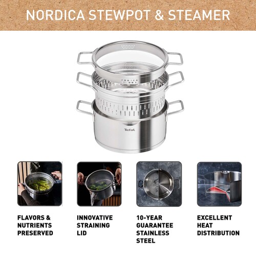 Nordica Kjele 24 cm / 4,8 l med dampkurv og lokk 