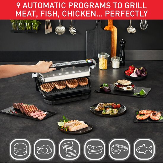 Optigrill XL bordgrill rustfritt stål bake