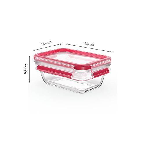 MasterSeal Glass 3-delers sett 0,45 l rektangulær + 0,8 l kvadratisk + 2 l rektangulær Matboks 