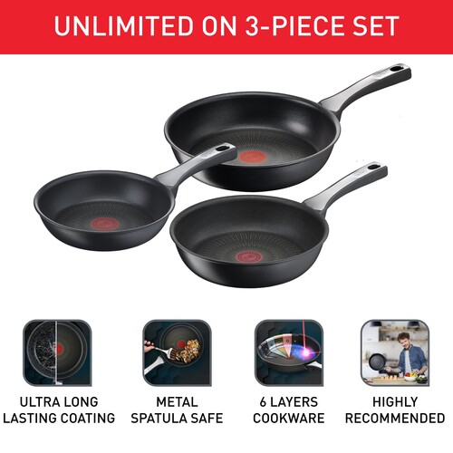 Unlimited ON Stekepannesett 20 cm / 24 cm / 28 cm