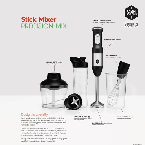 Precision Mix 2in1 stavmikser blender mye tilbehør