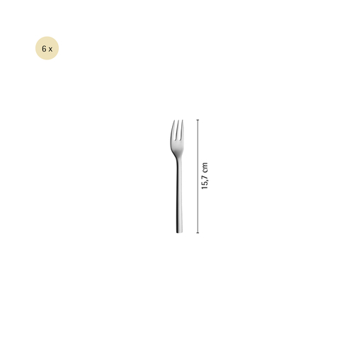 Nuova kakegaffelsett – 6 stk (16 cm), rustfritt stål