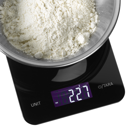 Kjøkkenvekt  svart, (ml,g,fl.oz,lb/oz), maks 5 kg, min 1 g 