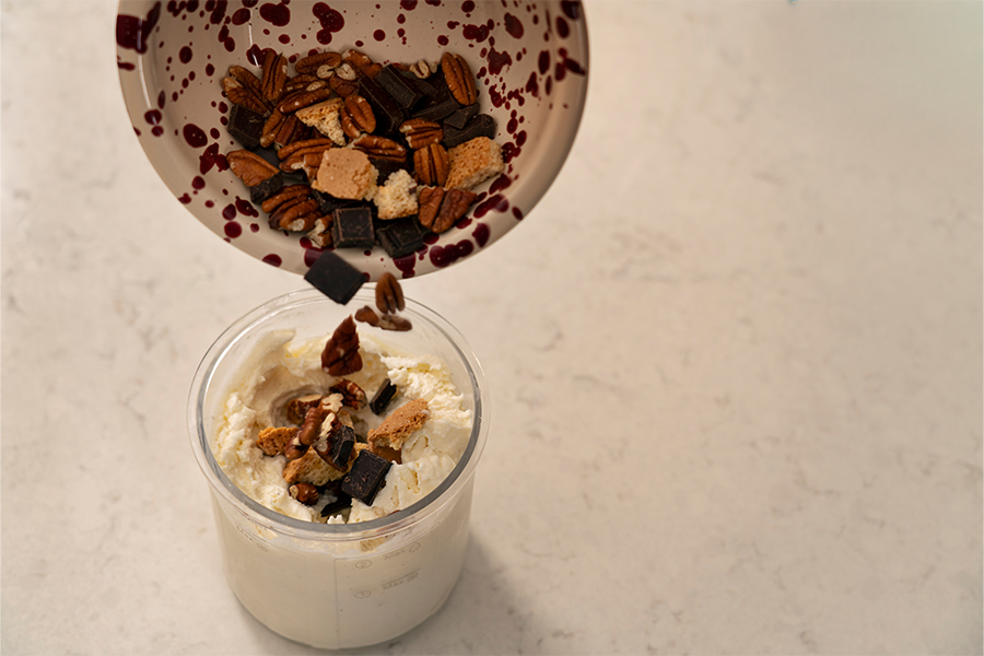 Mix-in program for enkel tilsetning av topping