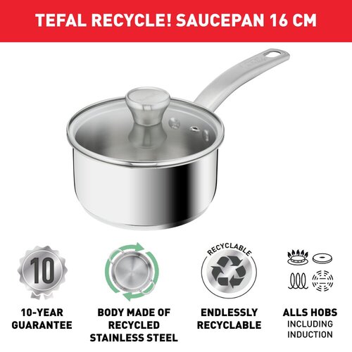 Recycle Kjele 16 cm med lokk 1,5 l Rustfritt stål 