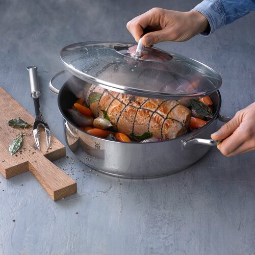 Traktørpanne 28 cm med glasslokk, non-stick-belegg Stålbunn 