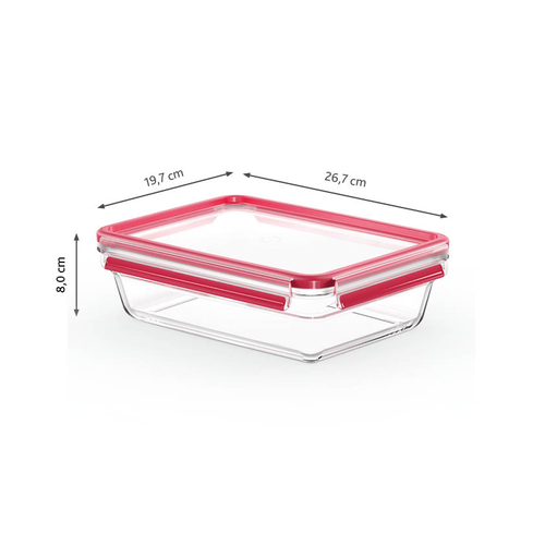 MasterSeal Glass 3-delers sett 0,45 l rektangulær + 0,8 l kvadratisk + 2 l rektangulær Matboks 