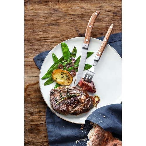 Ranch grillbestikk sett 12 stk i eiketre rustfritt stål