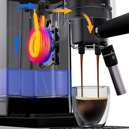 Lumero espressomaskin med innebygd damp- og melkedyse 2 programmer 
