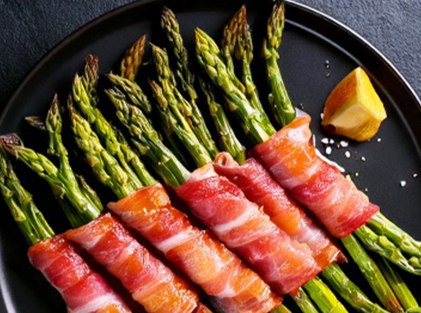 Baconsvøpt asparges