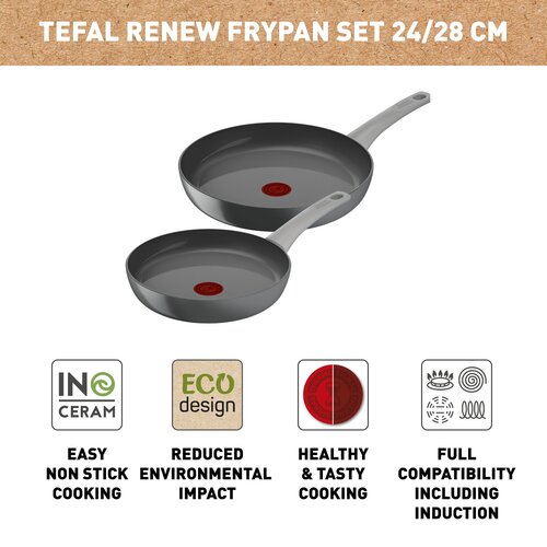 Renew ON 2 pcs set Frypans 24 and 28 cm Grey